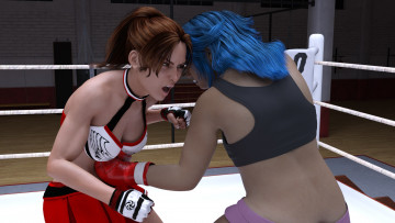 Картинка 3д+графика спорт+ sport фон бокс ринг взгляд девушки