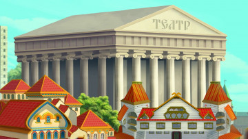 Картинка рисованное города здание