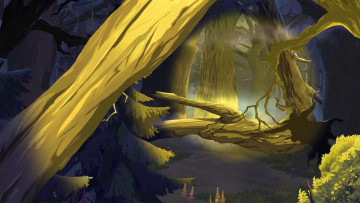 Картинка рисованное природа лес бурелом