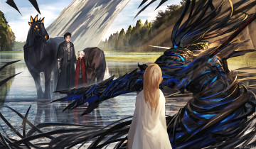 Картинка аниме животные +существа люди