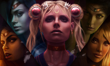 Картинка аниме sailor+moon jupiter mercury venus girls девушки mars войны sailor moon