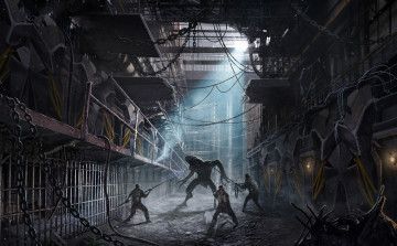 Картинка фэнтези существа иной мир будущее люди монстр существо схватка