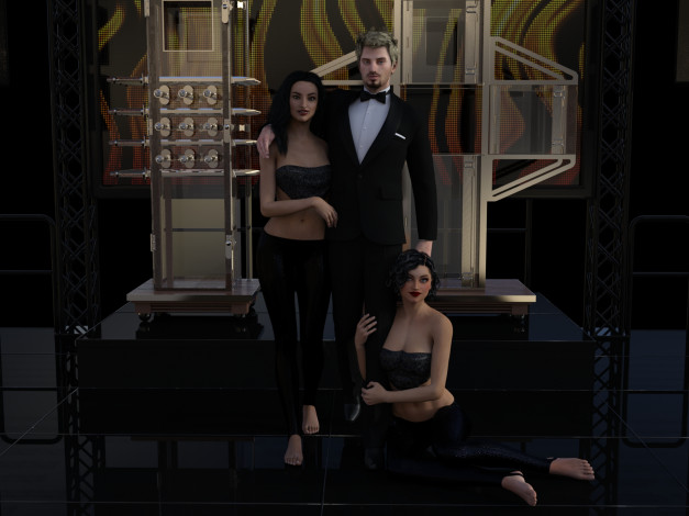 Обои картинки фото 3д графика, люди , people, девушки, взгляд, фон