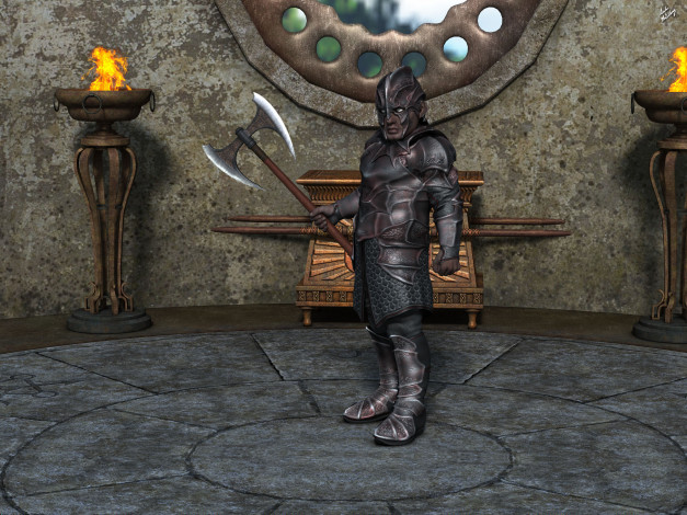 Обои картинки фото 3д графика, существа , creatures, фон, взгляд, оружие, мужчина