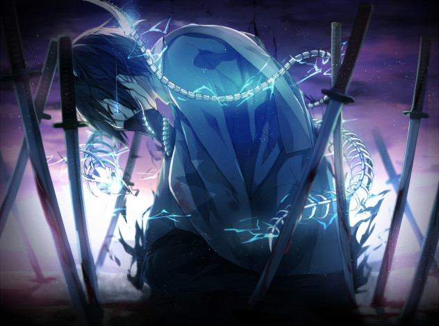 Обои картинки фото аниме, touken ranbu, танец, мечей