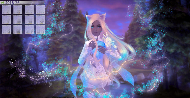 Обои картинки фото календари, фэнтези, девушка, свечение