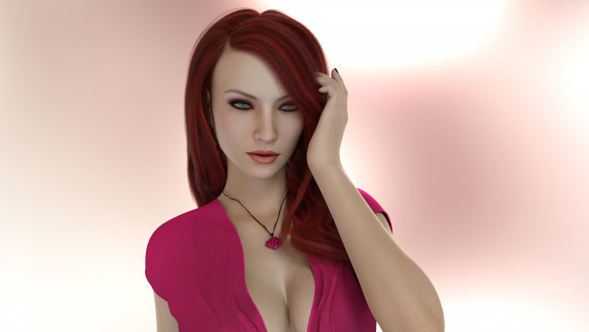 Обои картинки фото 3д графика, портрет , portraits, взгляд, фон, девушка