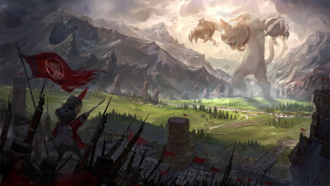 Обои картинки фото фэнтези, существа, кот, мышь