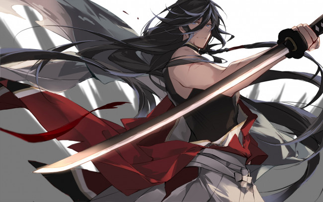 Обои картинки фото аниме, touken ranbu, танец, мечей