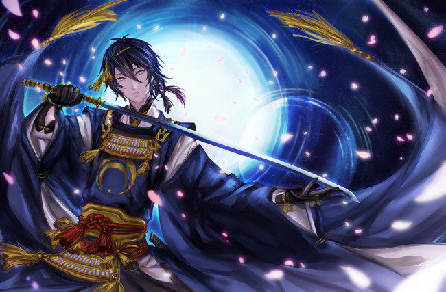 Обои картинки фото аниме, touken ranbu, танец, мечей
