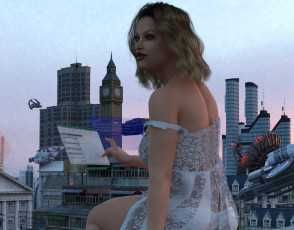 Картинка 3д+графика фантазия+ fantasy фон взгляд девушка