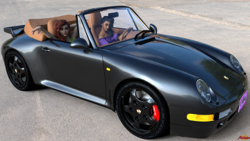 Картинка 3д+графика люди-авто мото+ people-+car+ +moto девушка взгляд фон