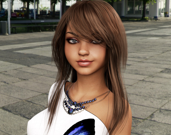 Обои картинки фото 3д графика, люди , people, фон, взгляд, девушка