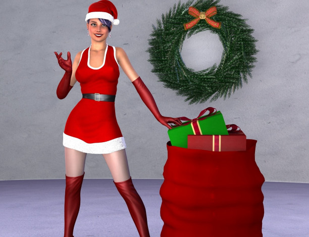 Обои картинки фото 3д графика, праздники , holidays, фон, взгляд, девушка