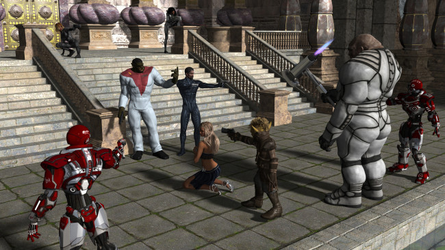 Обои картинки фото 3д графика, фантазия , fantasy, фон, взгляд, девушки