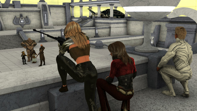 Обои картинки фото 3д графика, фантазия , fantasy, фон, взгляд, девушки