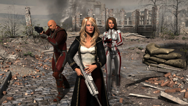 Обои картинки фото 3д графика, фантазия , fantasy, взгляд, девушки, фон