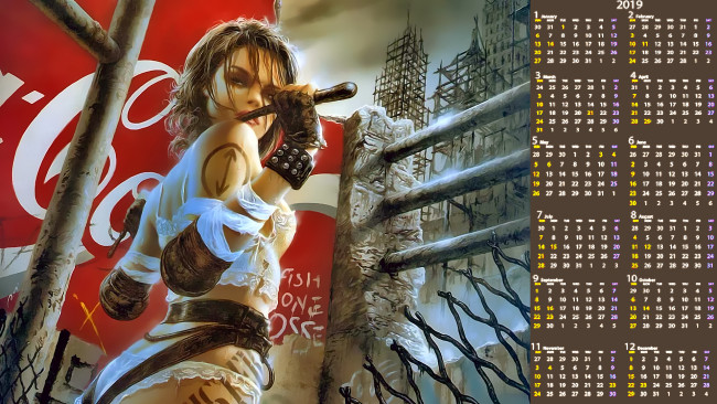 Обои картинки фото календари, фэнтези, тату, девушка