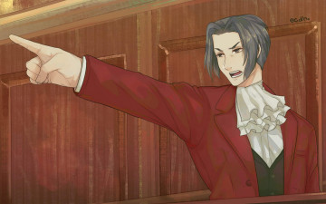 обоя видео игры, ace attorney,  investigations - miles edgeworth, суд, жест, персонаж