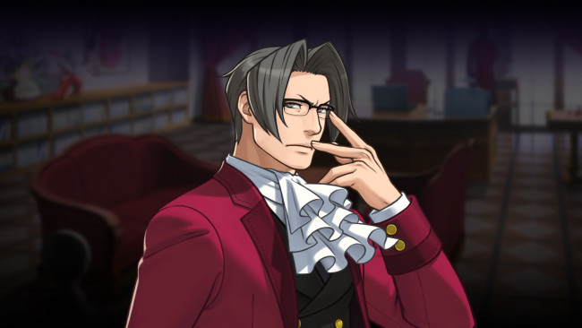 Обои картинки фото видео игры, ace attorney,  investigations - miles edgeworth, персонаж, очки, кабинет