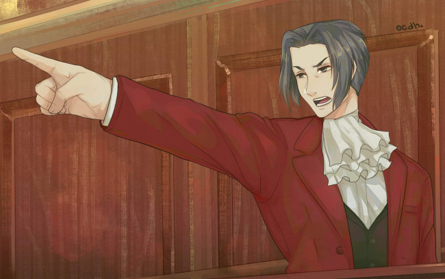 Обои картинки фото видео игры, ace attorney,  investigations - miles edgeworth, суд, жест, персонаж