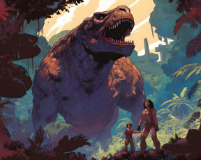 обоя рисованное, животные,  доисторические, нейросети, графика, нейроарт, ai, art, нейронные, сети, рисунки, нейро, искусство