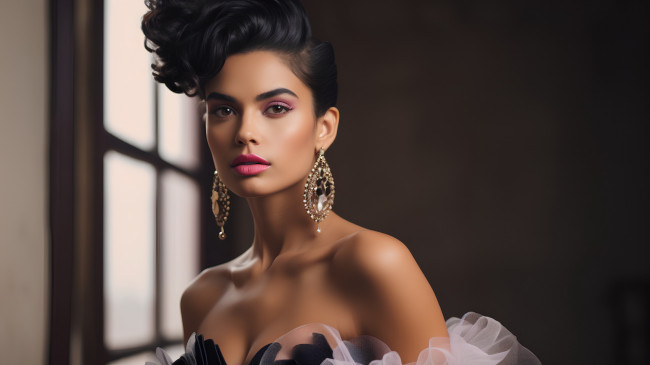 Обои картинки фото девушки, - лица,  портреты, брюнетка, модель, серьги