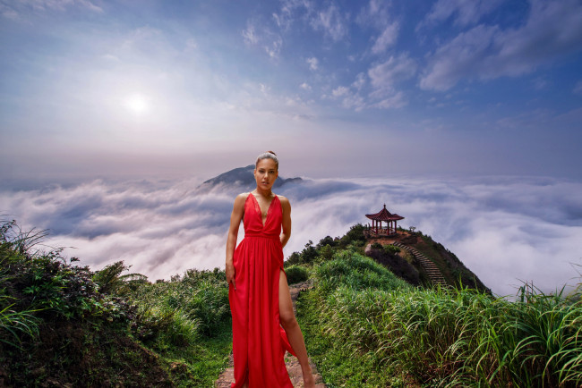 Обои картинки фото девушки, apolonia lapiedra, красное, платье, декольте