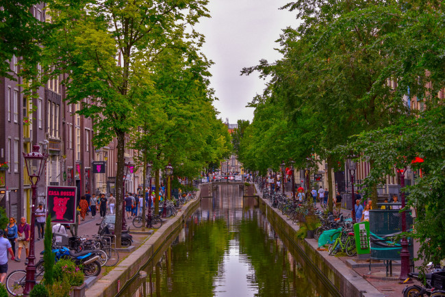 Обои картинки фото города, амстердам , нидерланды, канал, набережная, здания