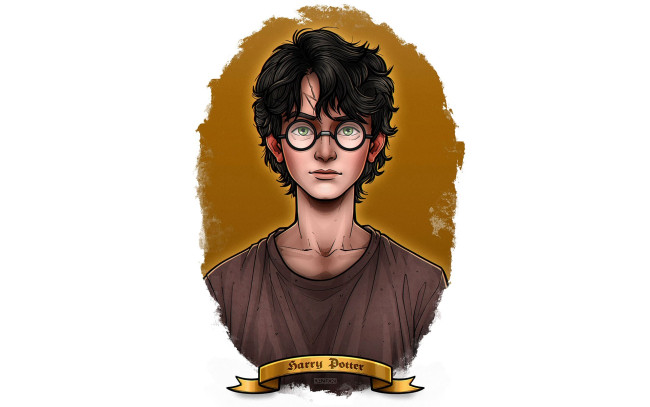 Обои картинки фото рисованное, кино,  мультфильмы, гарри, поттер, шрам, футболка, мальчик, портрет