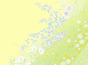 Картинка векторная графика цветы растения трава лето холм