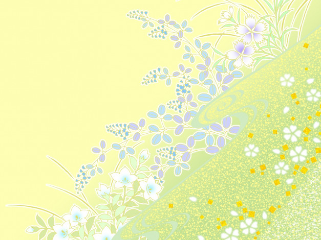 Обои картинки фото векторная, графика, цветы, растения, трава, лето, холм