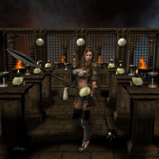 Картинка 3д графика amazon амазонки девушка оружия черепа