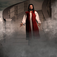 Картинка 3д графика people люди лесница дымка