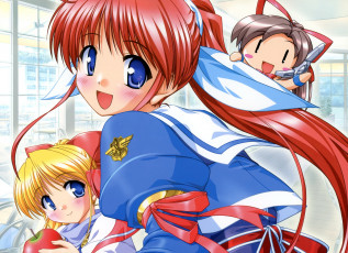 обоя аниме, hani, operation, sanctuary, кукла, яблоко, девушки