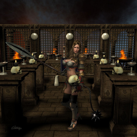 Обои картинки фото 3д, графика, amazon, амазонки, девушка, оружия, черепа