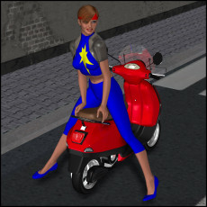 Картинка 3д графика fantasy фантазия lordsnot мопед девушка