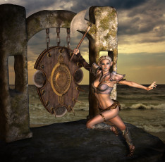 Картинка 3д графика fantasy фантазия девушка взгляд эльфийка гонг сякира