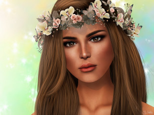 Картинка 3д графика portraits портрет венок
