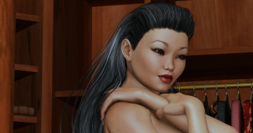 Картинка 3д графика portraits портрет азиатка взгляд девушка