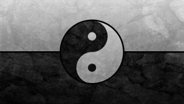 Картинка 3д графика yin yang инь Янь серый черный
