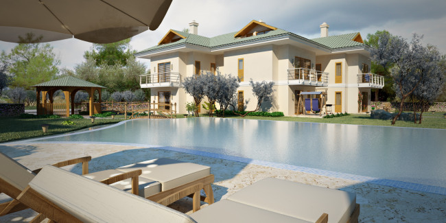 Обои картинки фото 3д, графика, architecture, архитектура, бассейн, дом