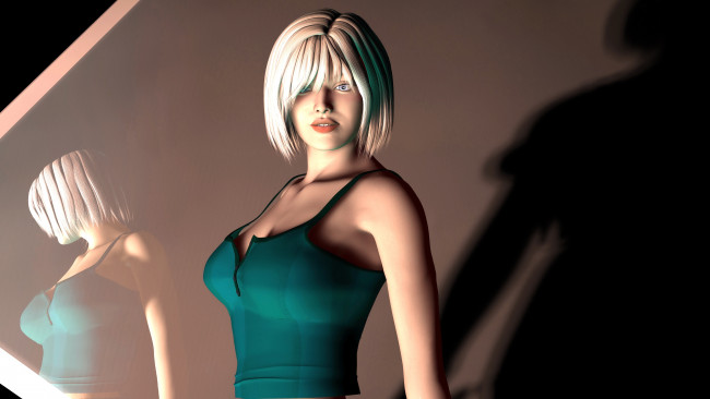 Обои картинки фото 3д, графика, people, люди, отражение, платье, девушка