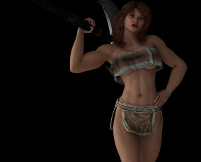 Картинка 3д+графика люди+ people девушка оружие фон взгляд