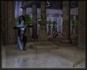 Картинка 3д+графика существа+ creatures халк взгляд бассейн колоны здание