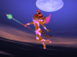 Картинка 3д+графика эльфы+ elves эльфийка шест луна полет цвета