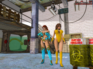 Картинка 3д+графика люди+ people взгляд девушки двор