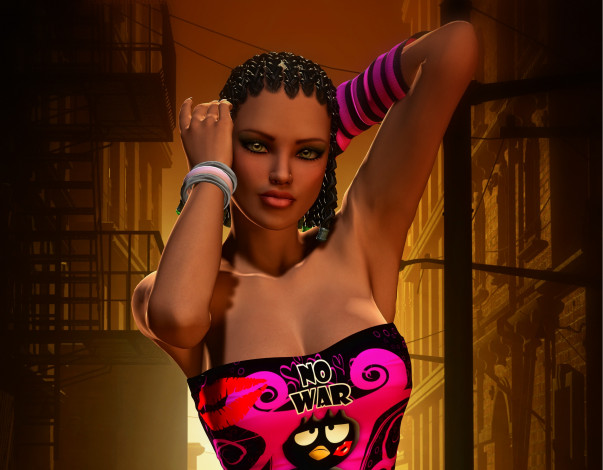 Обои картинки фото 3д графика, люди , people, взгляд, девушка, фон