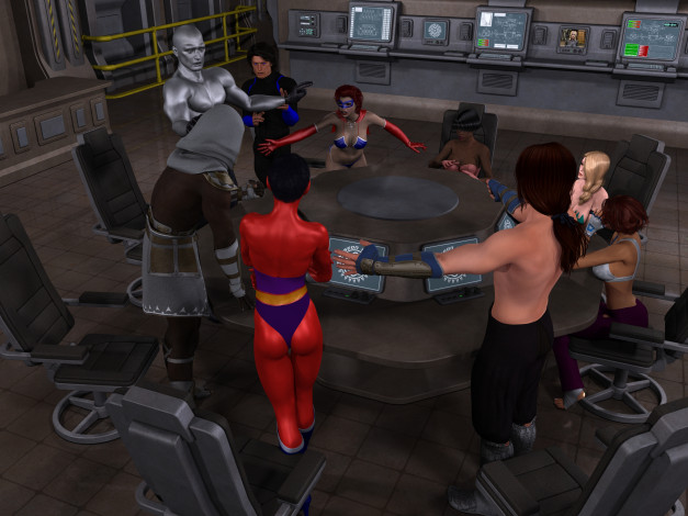 Обои картинки фото 3д графика, фантазия , fantasy, девушки, комната, стол, мужчина