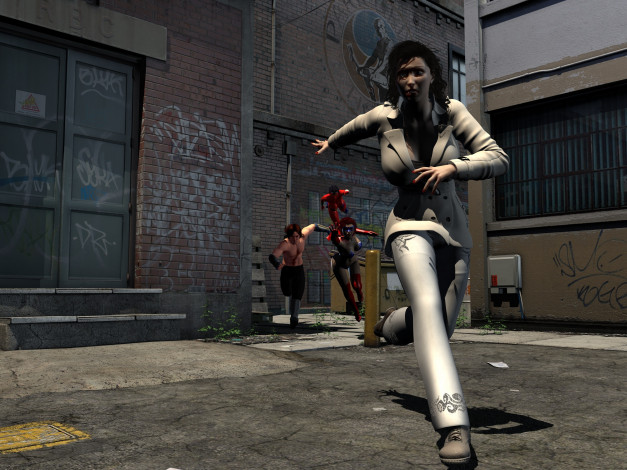 Обои картинки фото 3д графика, фантазия , fantasy, мужчины, девушка, улица, ночь